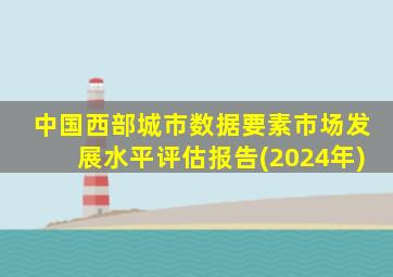 中国西部城市数据要素市场发展水平评估报告(2024年)