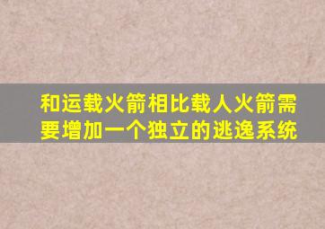 和运载火箭相比载人火箭需要增加一个独立的逃逸系统